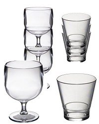 Stacking Wine and Whisky polycarbonate glass set	